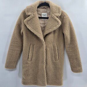 Abercrombie and Fitch Light Brown The Real Teddy Coat Faux Fur XXS